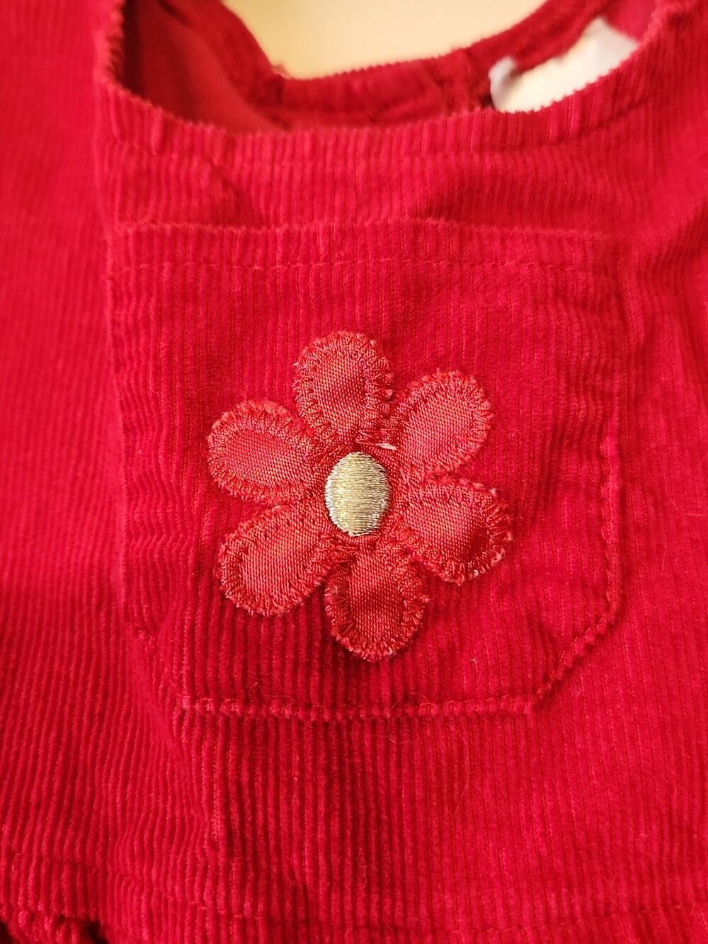 Vintage Samara Red Corduroy Embroidered Floral Overalls Jumper – Size 24 Months